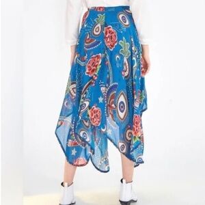 FARM Rio Blue Paisley Floral Midi Skirt